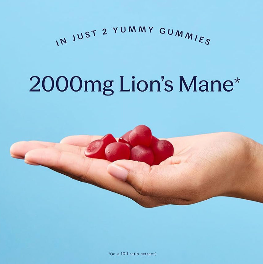 Lion’s Mane Gummies – 6,000MG, Raspberry, 60 Vegan Gummies